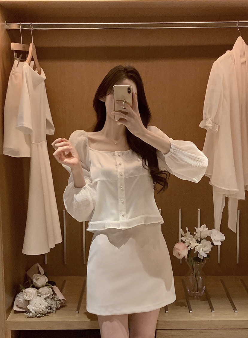 FRILL-T/DADA東大門直郵女裝新品熱賣休閑襯衫蕾絲衫透視FRILL-T/DADA襯衫/蕾絲衫