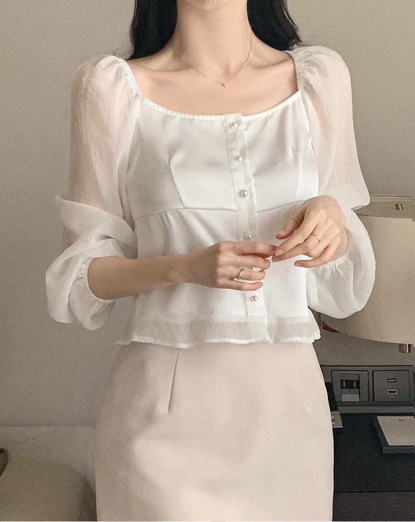 FRILL-T/DADA東大門直郵女裝新品熱賣休閑襯衫蕾絲衫透視FRILL-T/DADA襯衫/蕾絲衫圖色1