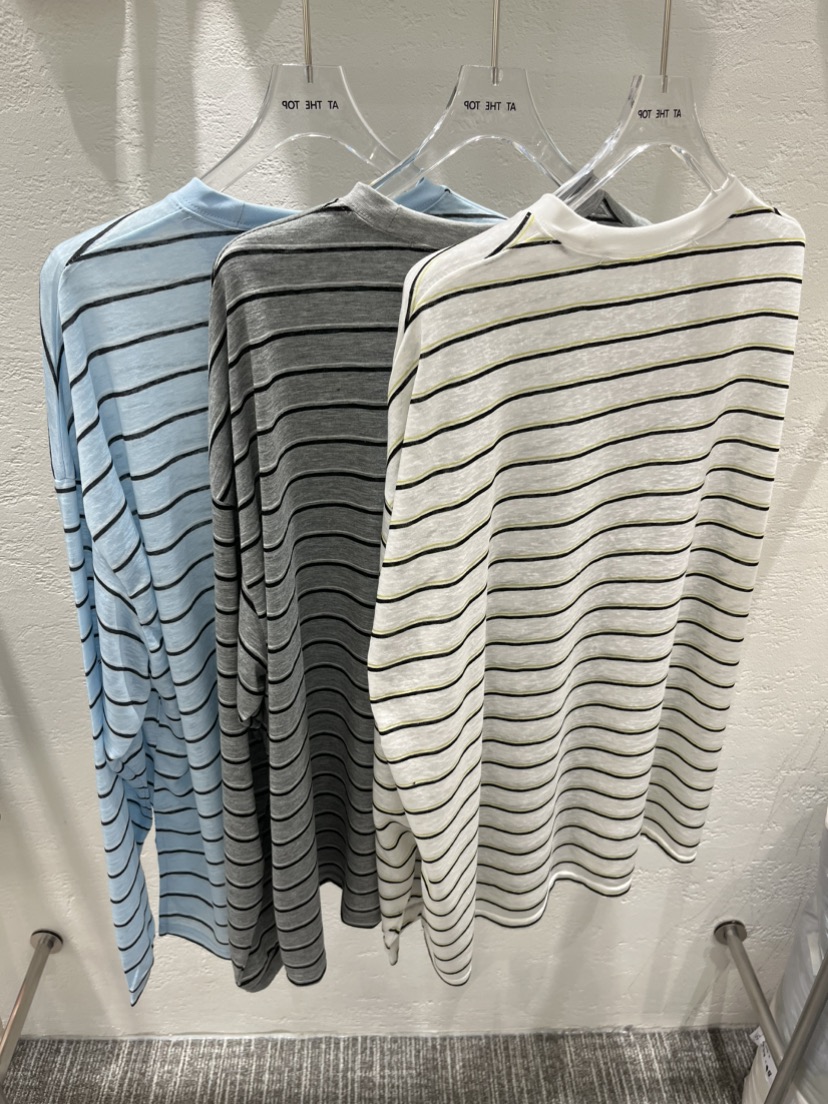 AT THE TOP東大門代購女裝新款休閑26春夏長袖T恤天絲條紋AT THE TOP長袖T恤