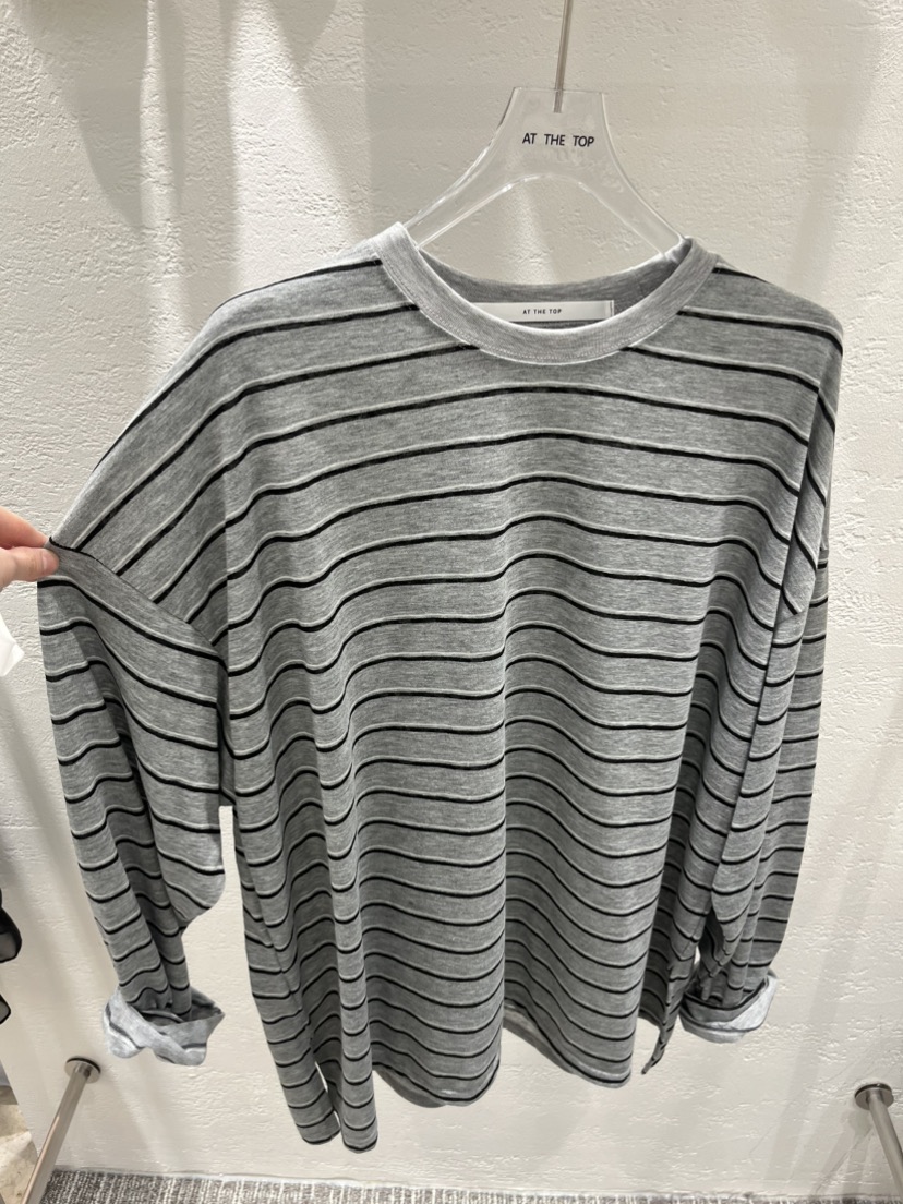 AT THE TOP東大門代購女裝新款休閑26春夏長袖T恤天絲條紋AT THE TOP長袖T恤