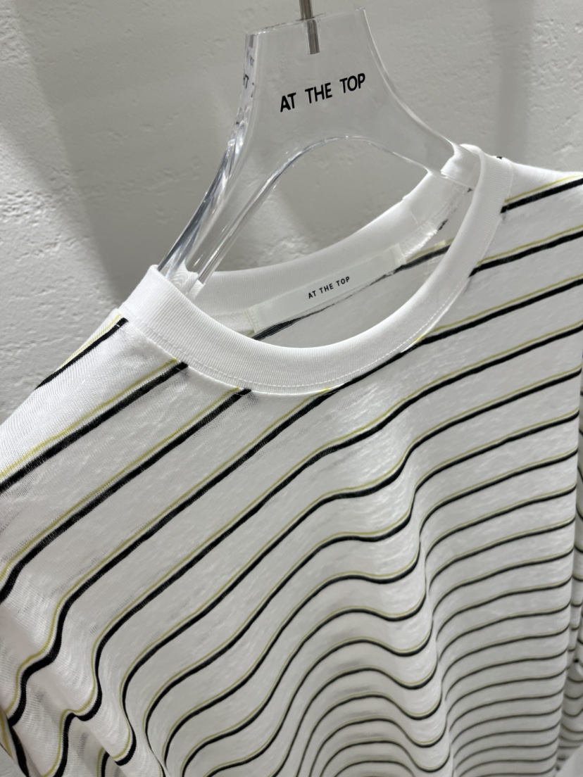 AT THE TOP東大門代購女裝新款休閑26春夏長袖T恤天絲條紋AT THE TOP長袖T恤