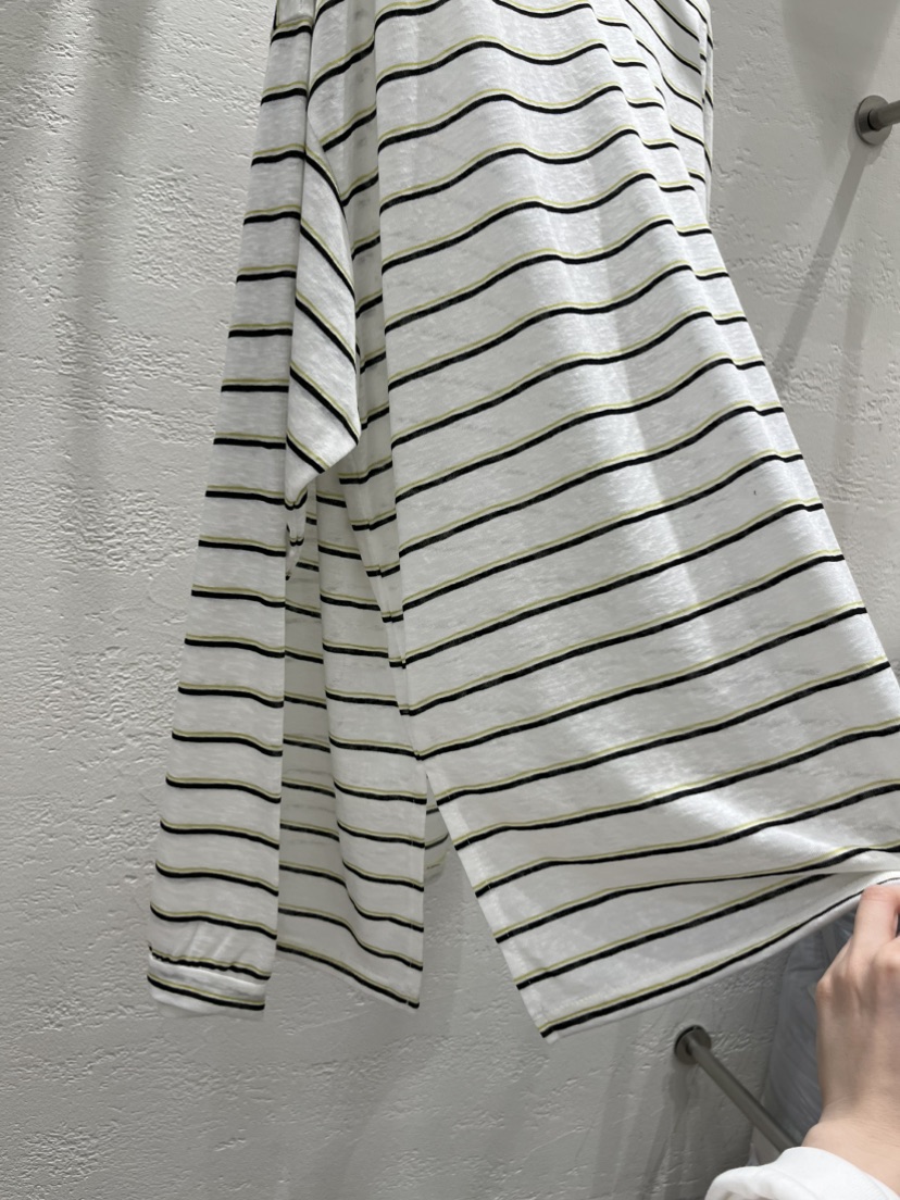 AT THE TOP東大門代購女裝新款休閑26春夏長袖T恤天絲條紋AT THE TOP長袖T恤