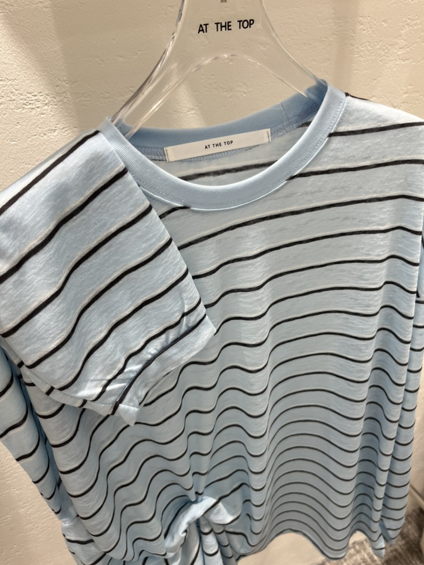 AT THE TOP東大門代購女裝新款休閑26春夏長袖T恤天絲條紋AT THE TOP長袖T恤