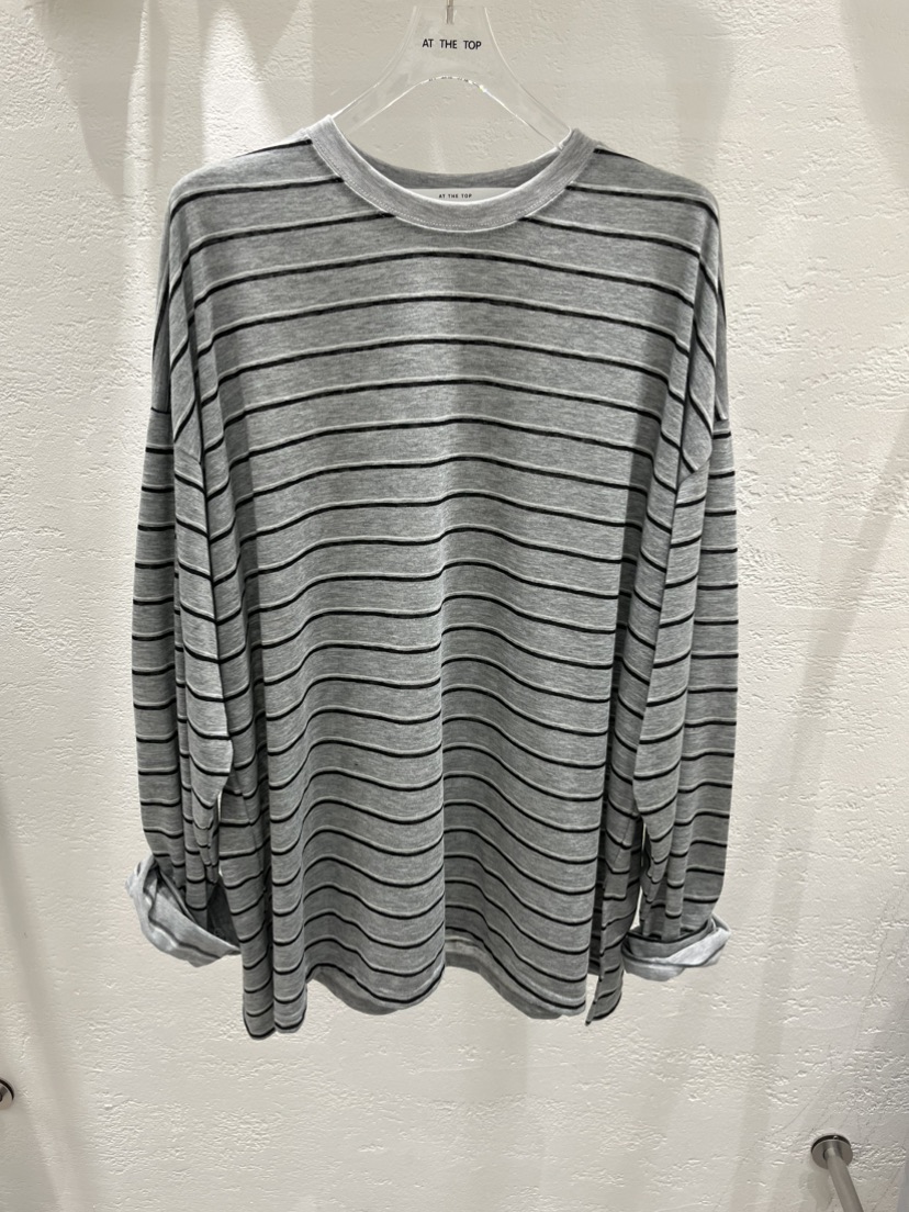 AT THE TOP東大門代購女裝新款休閑26春夏長袖T恤天絲條紋AT THE TOP長袖T恤圖色2