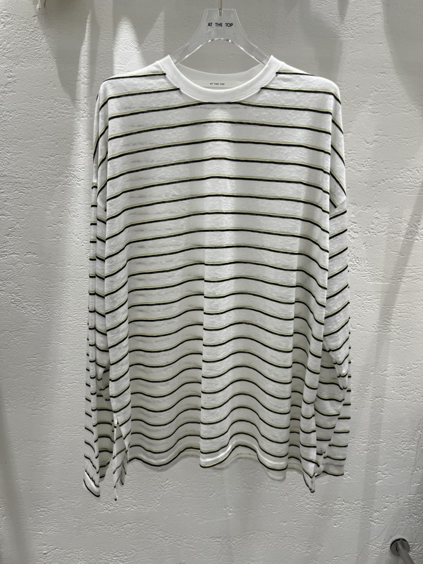 AT THE TOP東大門代購女裝新款休閑26春夏長袖T恤天絲條紋AT THE TOP長袖T恤圖色3