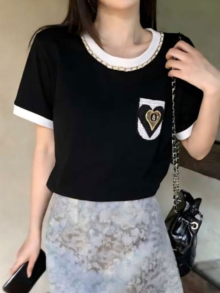 RICO/BLING BLING-S韓國直郵女裝新款休閑熱賣T恤口袋RICO/BLING BLING-ST恤