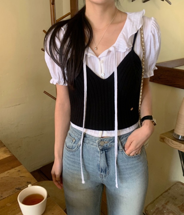 FRILL-T/DADA韓國直郵女士新款休閑時尚真品襯衫蕾絲衫FRILL-T/DADA襯衫/蕾絲衫