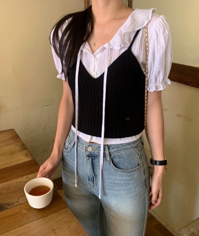 FRILL-T/DADA韓國直郵女士新款休閑時尚真品襯衫蕾絲衫FRILL-T/DADA襯衫/蕾絲衫