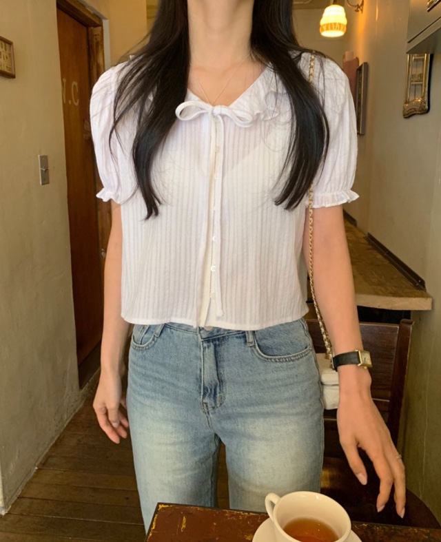 FRILL-T/DADA韓國直郵女士新款休閑時尚真品襯衫蕾絲衫FRILL-T/DADA襯衫/蕾絲衫