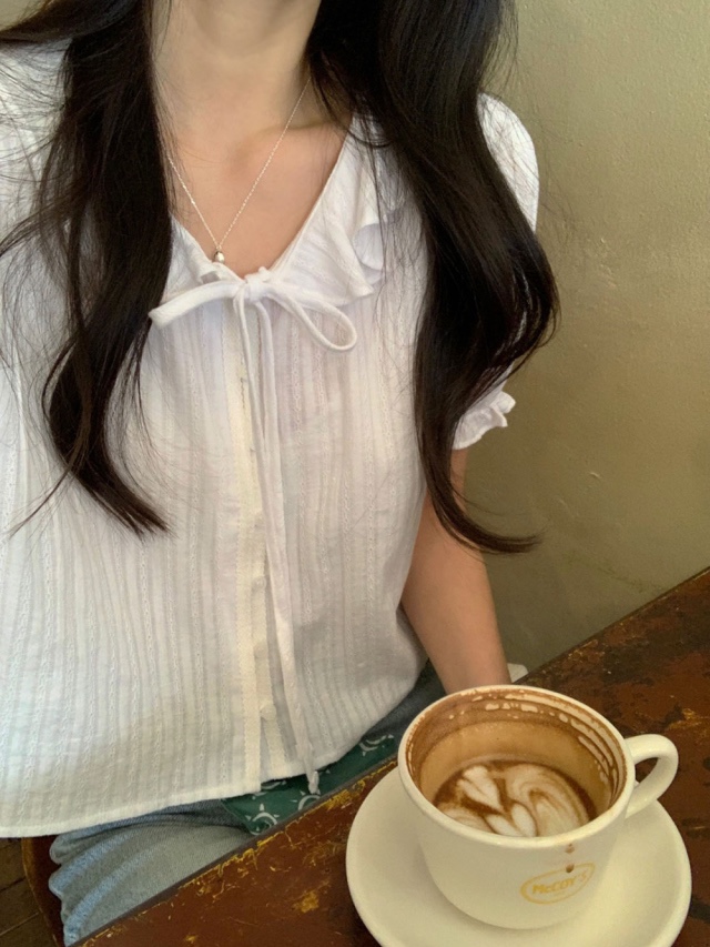 FRILL-T/DADA韓國直郵女士新款休閑時尚真品襯衫蕾絲衫FRILL-T/DADA襯衫/蕾絲衫