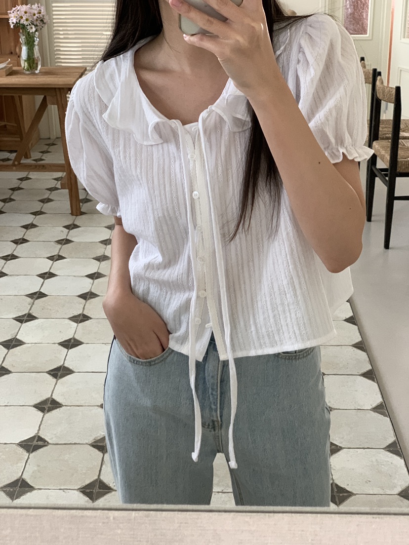 FRILL-T/DADA韓國直郵女士新款休閑時尚真品襯衫蕾絲衫FRILL-T/DADA襯衫/蕾絲衫