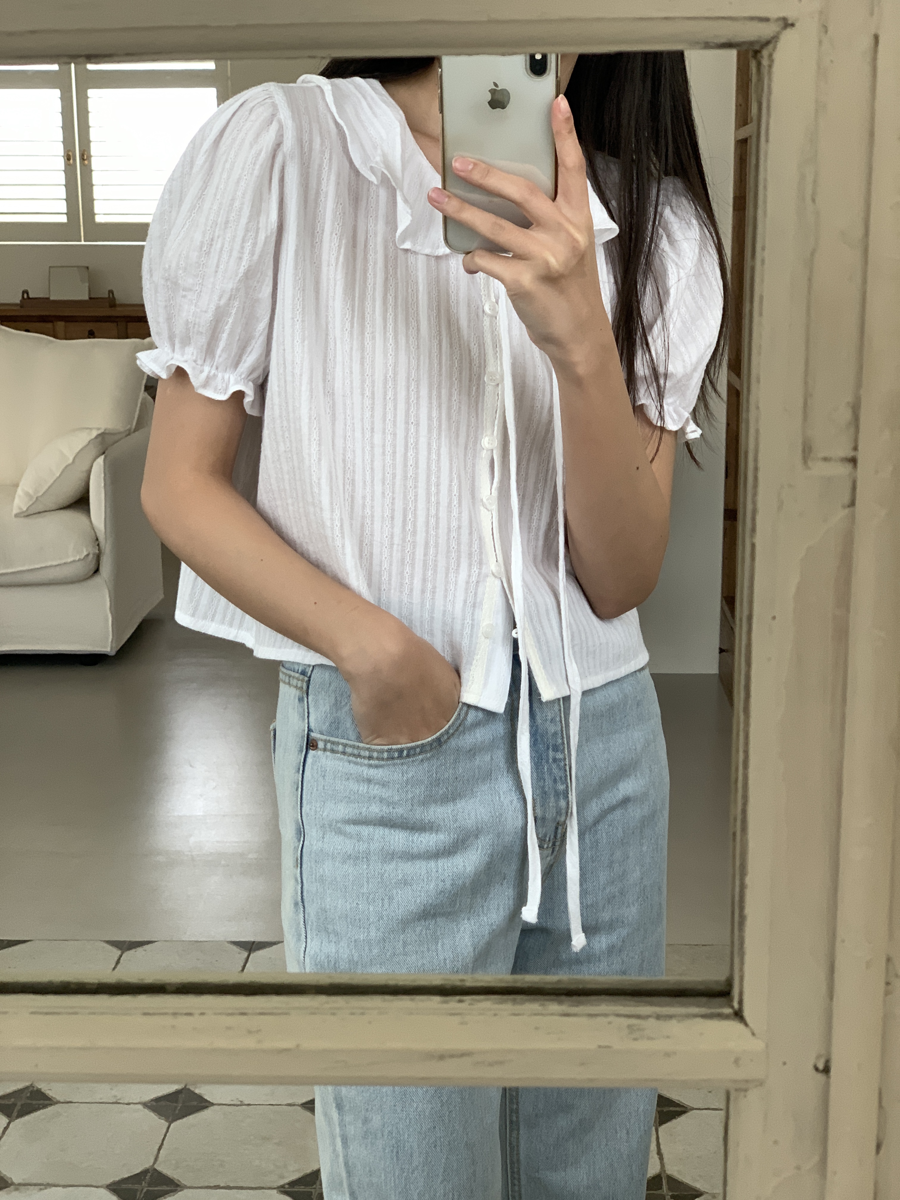 FRILL-T/DADA韓國直郵女士新款休閑時尚真品襯衫蕾絲衫FRILL-T/DADA襯衫/蕾絲衫