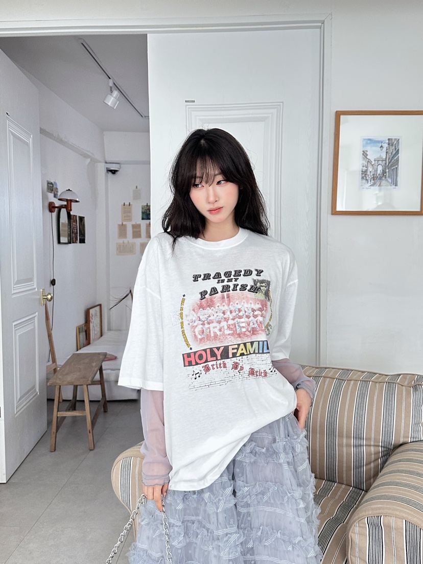 MAISONDEGLORY東大門實拍女裝新款推薦熱賣26春夏真品T恤MAISON DE GLORYT恤圖色1