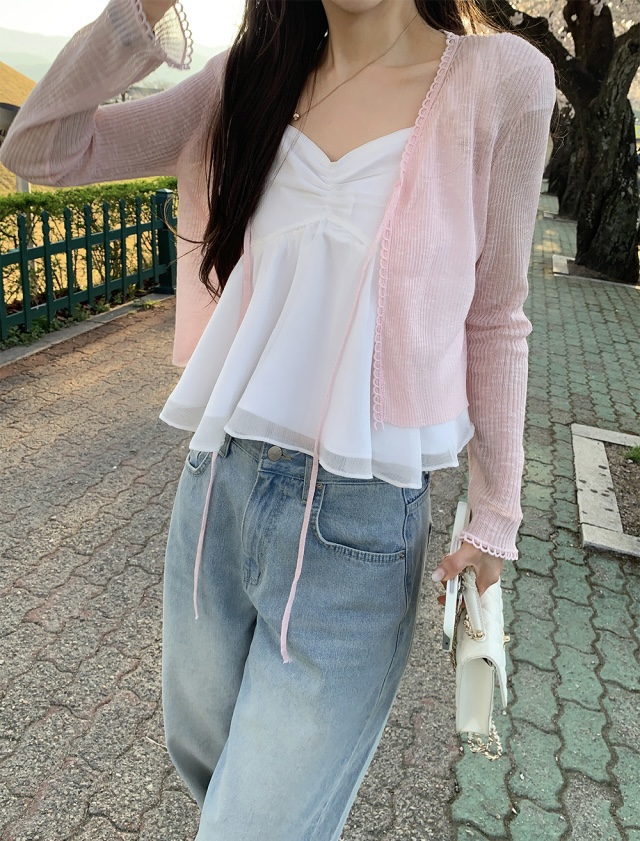 FRILL-T/DADA韓國代購女裝新品時尚休閑吊帶背心狐貍雪紡FRILL-T/DADA吊帶/背心