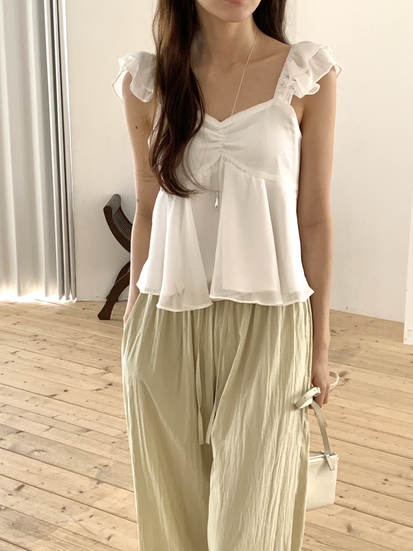 FRILL-T/DADA韓國代購女裝新品時尚休閑吊帶背心狐貍雪紡FRILL-T/DADA吊帶/背心