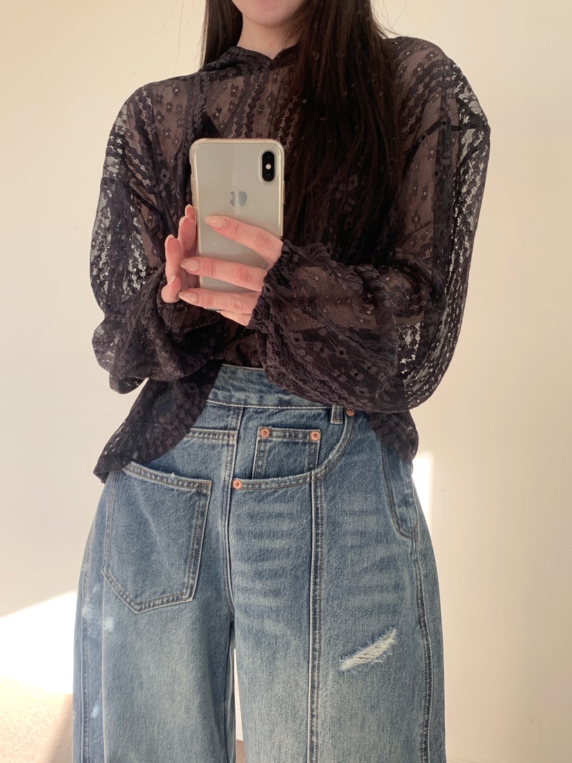 MAISONDEGLORY東大門代購女裝新款人氣真品衛衣連帽衫蕾絲MAISON DE GLORY衛衣