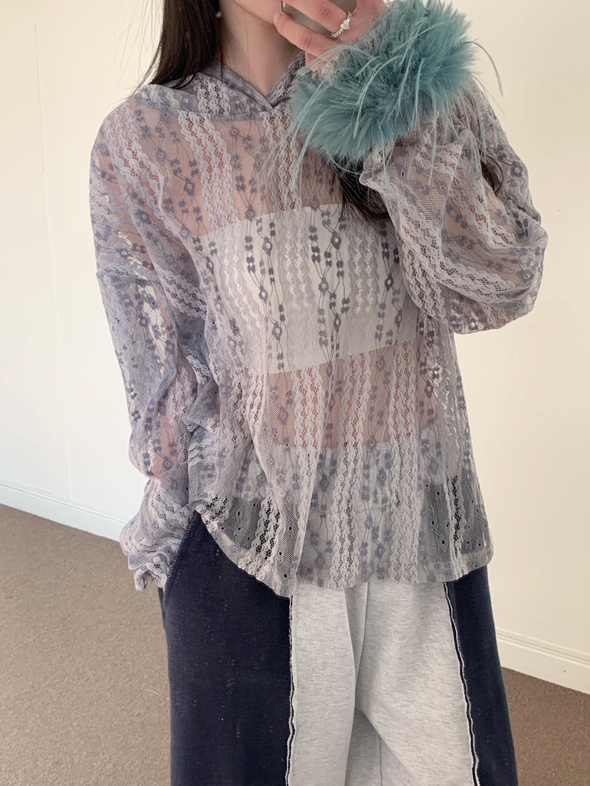 MAISONDEGLORY東大門代購女裝新款人氣真品衛衣連帽衫蕾絲MAISON DE GLORY衛衣圖色2