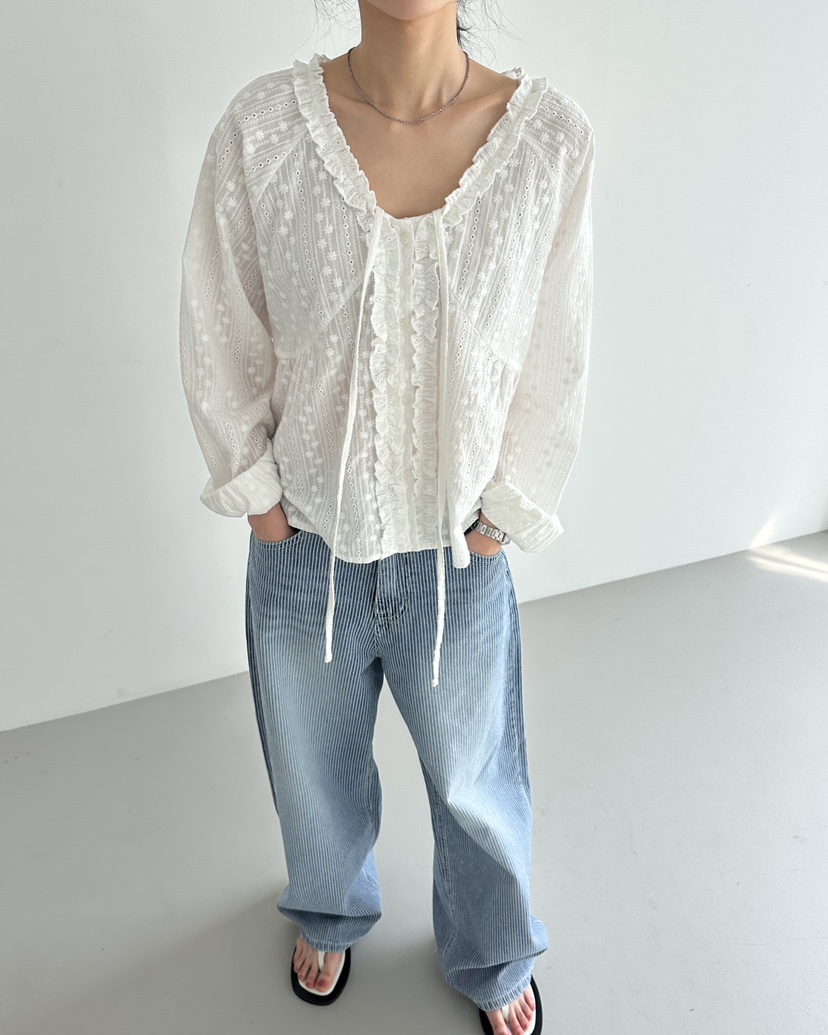 HOWDY/FACT THE NERD韓國直郵女裝新款時尚襯衫蕾絲衫兔子HOWDY/FACT THE NERD襯衫/蕾絲衫