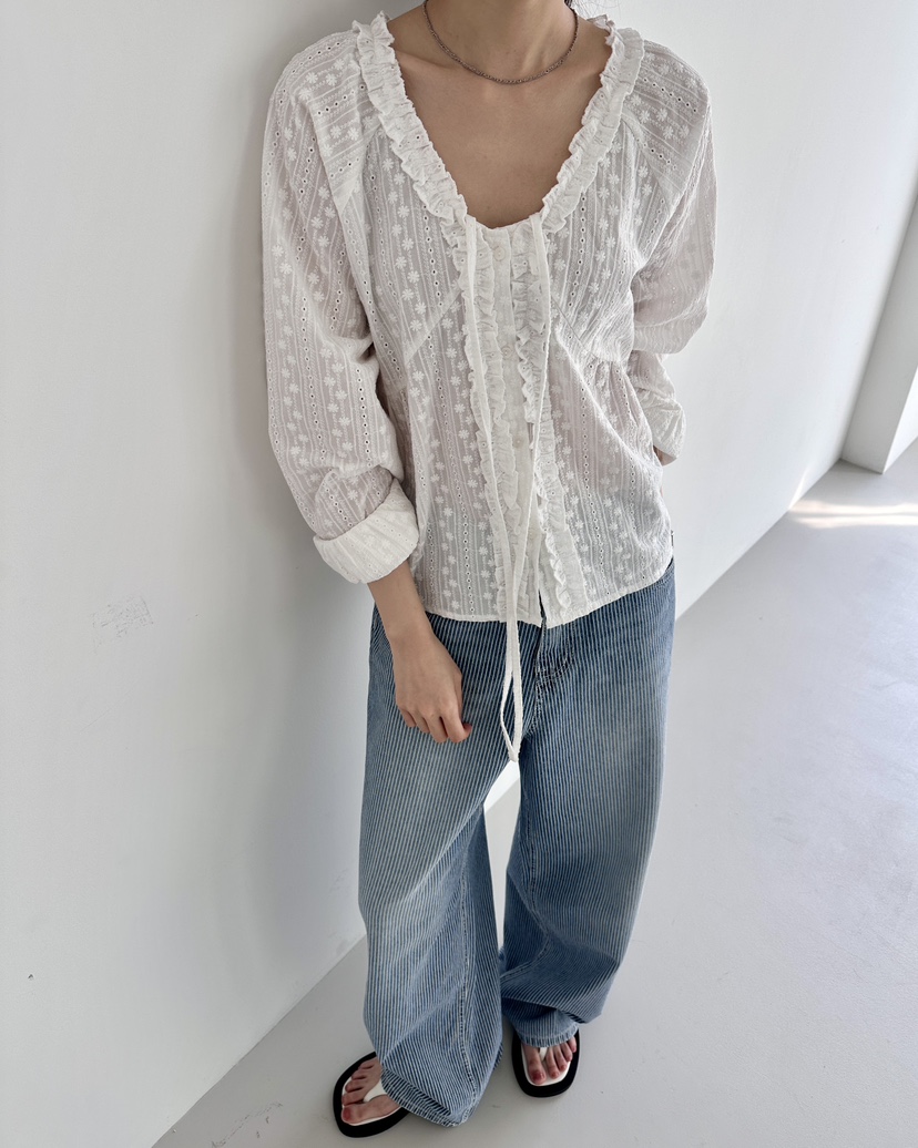 HOWDY/FACT THE NERD韓國直郵女裝新款時尚襯衫蕾絲衫兔子HOWDY/FACT THE NERD襯衫/蕾絲衫