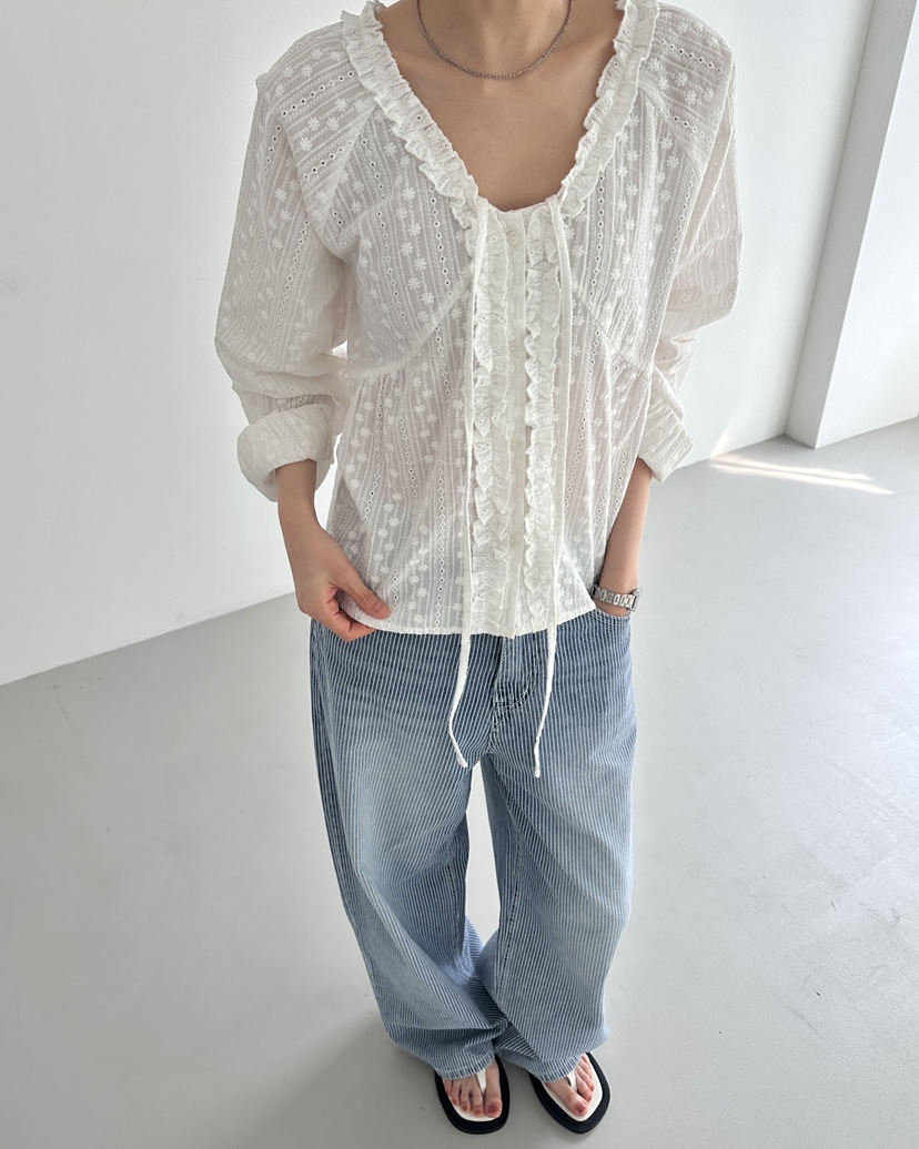 HOWDY/FACT THE NERD韓國直郵女裝新款時尚襯衫蕾絲衫兔子HOWDY/FACT THE NERD襯衫/蕾絲衫