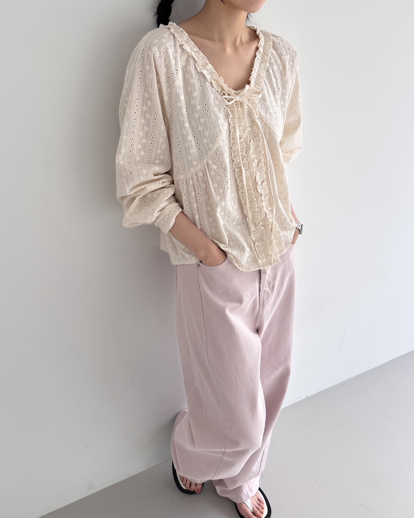 HOWDY/FACT THE NERD韓國直郵女裝新款時尚襯衫蕾絲衫兔子HOWDY/FACT THE NERD襯衫/蕾絲衫