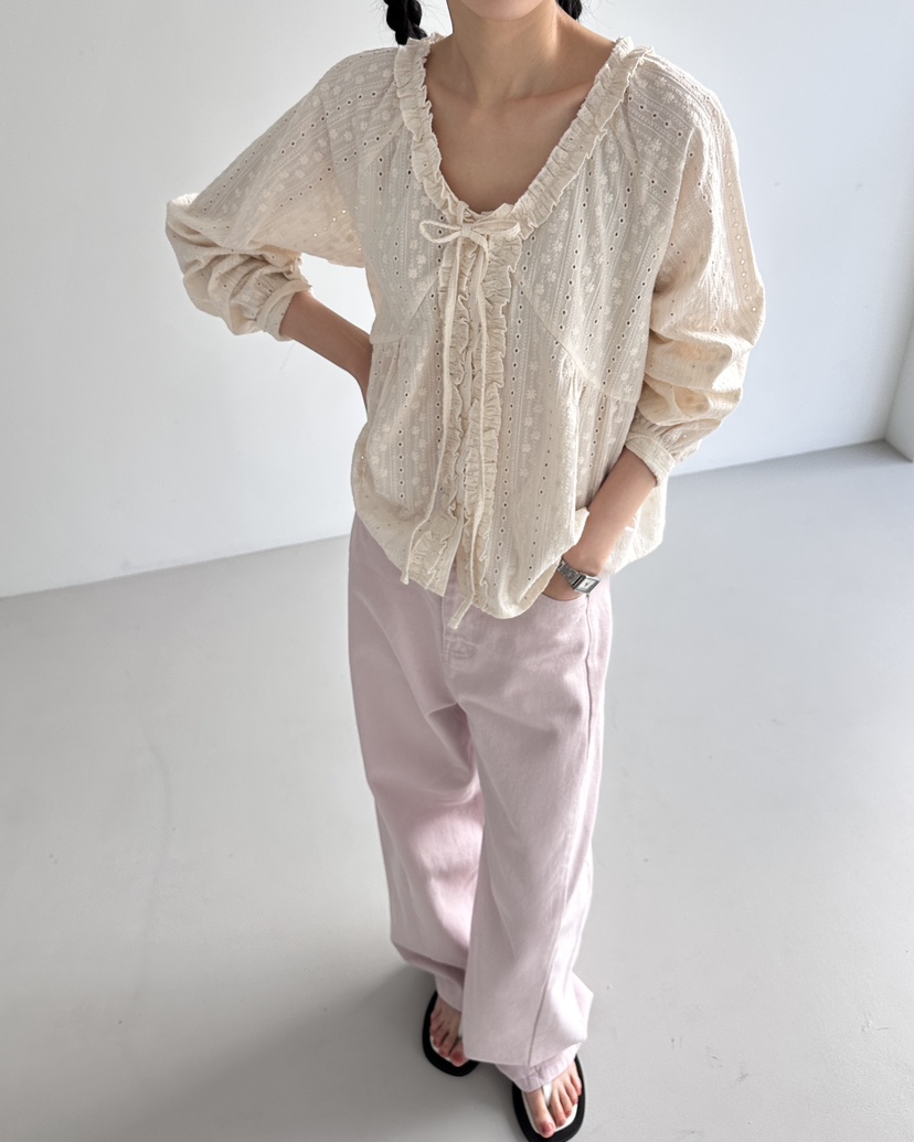 HOWDY/FACT THE NERD韓國直郵女裝新款時尚襯衫蕾絲衫兔子HOWDY/FACT THE NERD襯衫/蕾絲衫