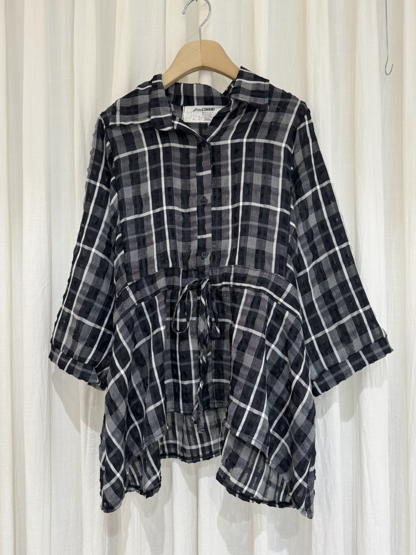 COKKIRI東大門直郵女士新款休閑26春夏人氣襯衫蕾絲衫格子COKKIRI襯衫/蕾絲衫圖色1