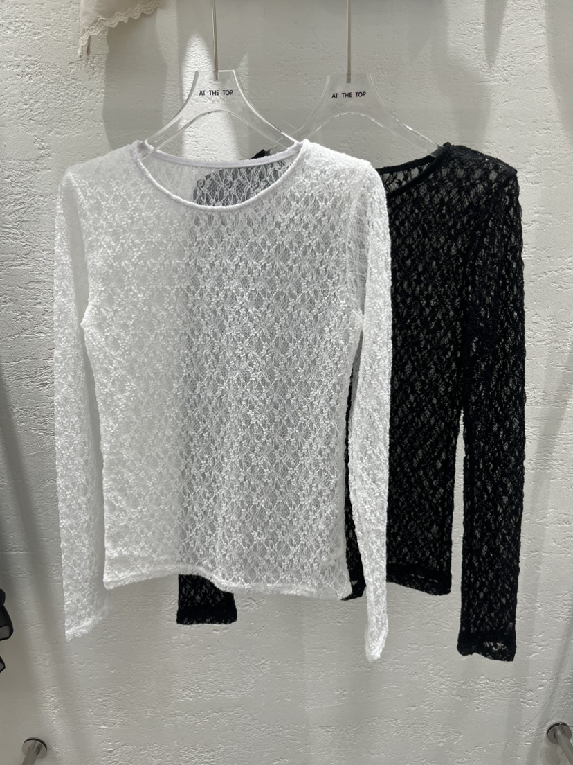 AT THE TOP韓國代購女裝新款真品26春夏人氣長袖T恤蕾絲AT THE TOP長袖T恤