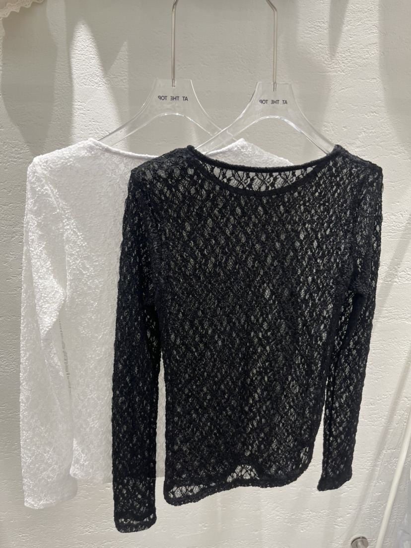 AT THE TOP韓國代購女裝新款真品26春夏人氣長袖T恤蕾絲AT THE TOP長袖T恤