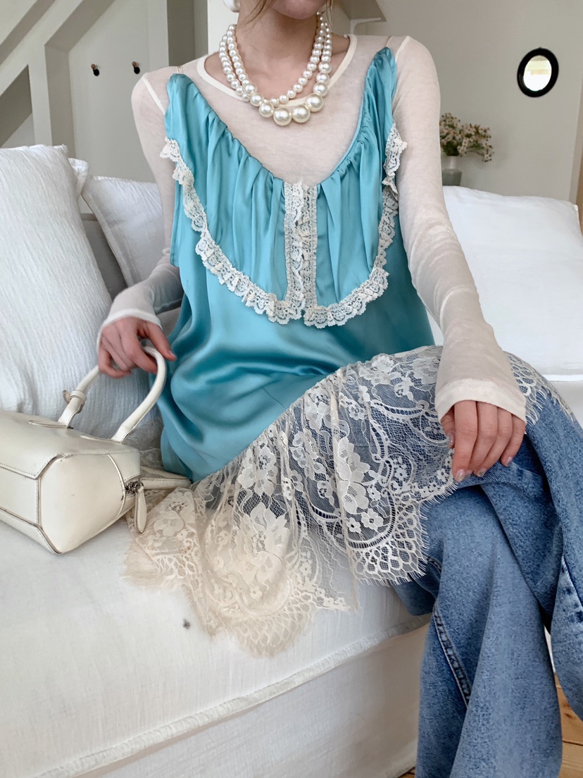 MAISONDEGLORY韓國直郵女裝新款26春夏熱賣連衣裙蕾絲緞面MAISON DE GLORY連衣裙