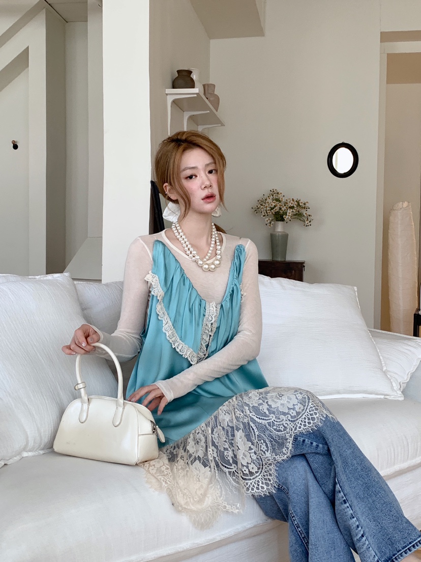 MAISONDEGLORY韓國直郵女裝新款26春夏熱賣連衣裙蕾絲緞面MAISON DE GLORY連衣裙