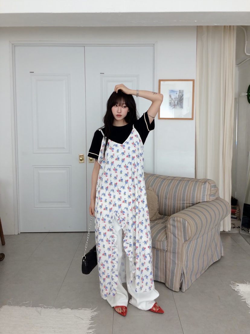 MAISONDEGLORY東大門代購女裝新款人氣時尚連衣裙荷葉邊雪紡MAISON DE GLORY連衣裙