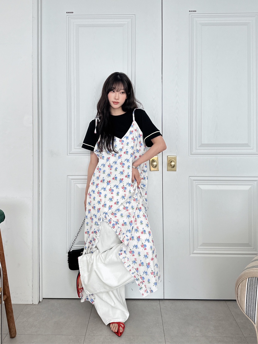 MAISONDEGLORY東大門代購女裝新款人氣時尚連衣裙荷葉邊雪紡MAISON DE GLORY連衣裙