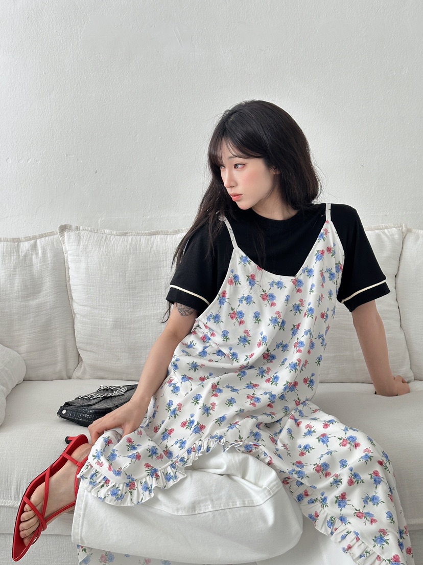 MAISONDEGLORY東大門代購女裝新款人氣時尚連衣裙荷葉邊雪紡MAISON DE GLORY連衣裙