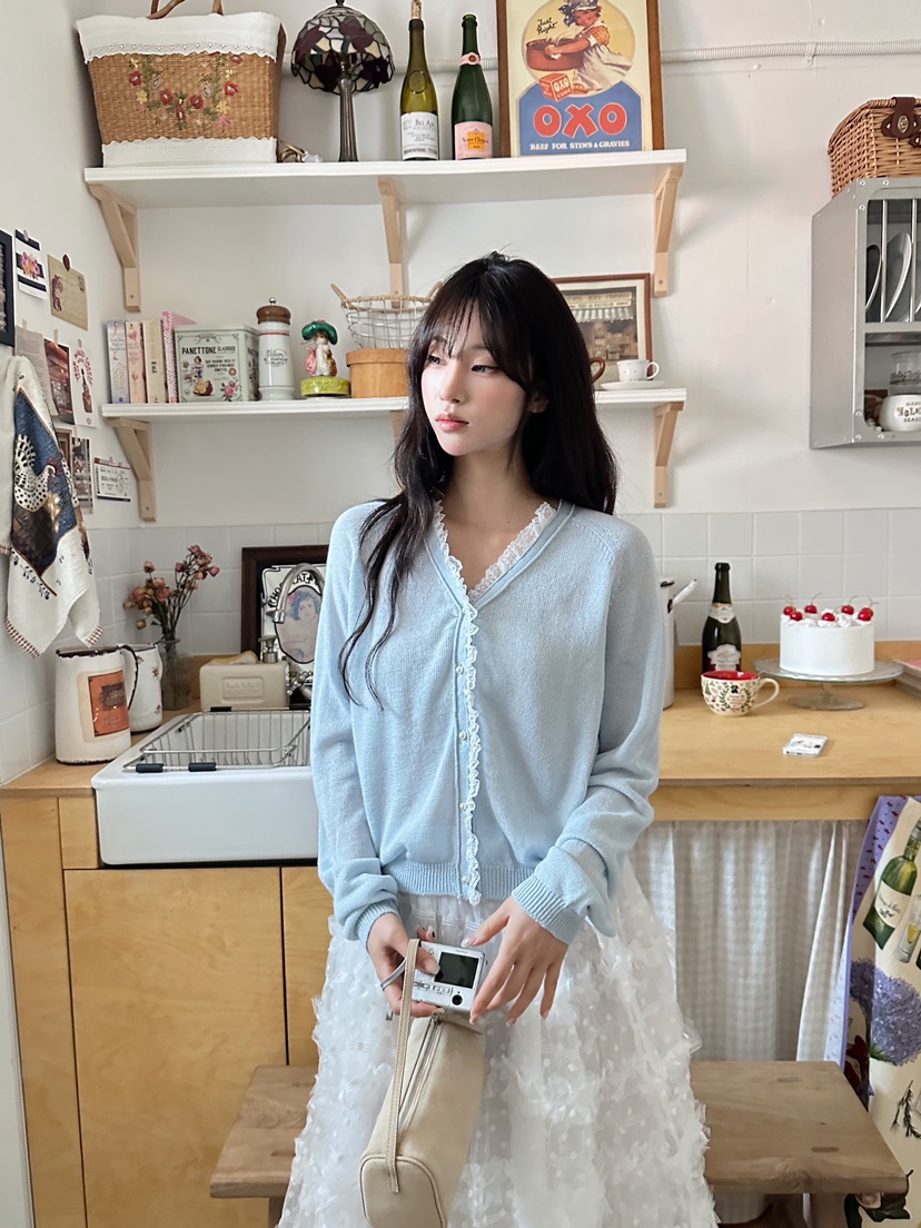 MAISONDEGLORY東大門直郵女士新品26春夏人氣針織衫蕾絲開衫MAISON DE GLORY針織衫