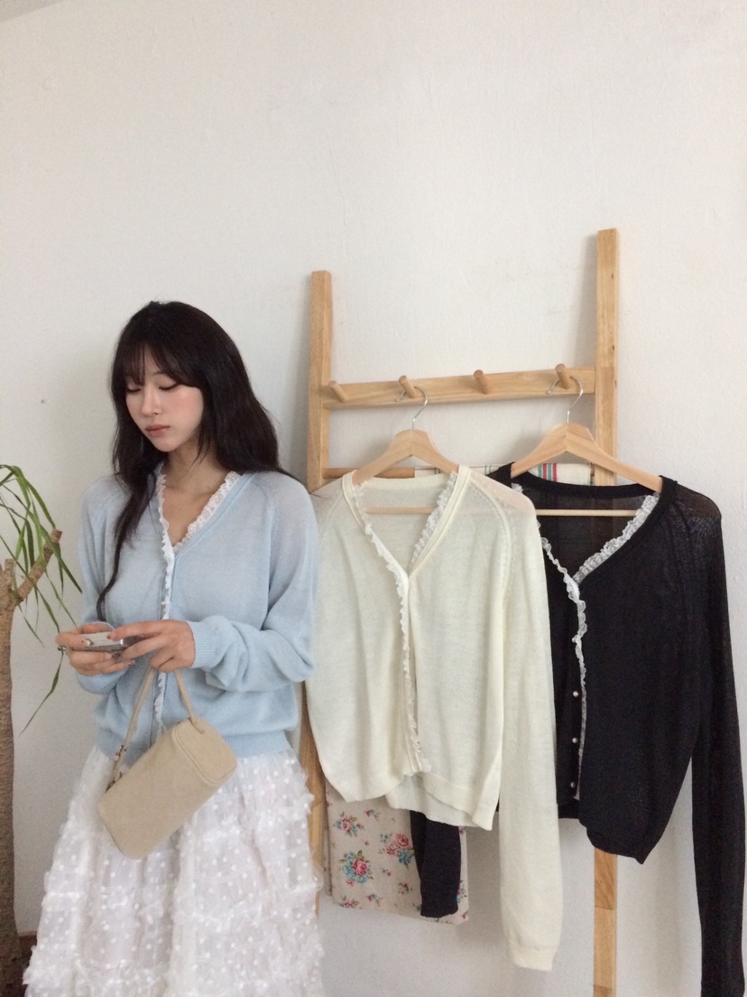 MAISONDEGLORY東大門直郵女士新品26春夏人氣針織衫蕾絲開衫MAISON DE GLORY針織衫