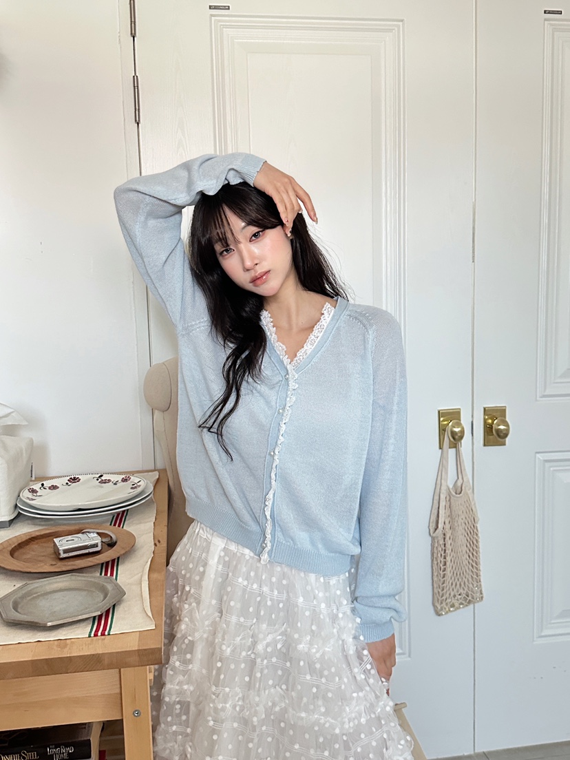 MAISONDEGLORY東大門直郵女士新品26春夏人氣針織衫蕾絲開衫MAISON DE GLORY針織衫