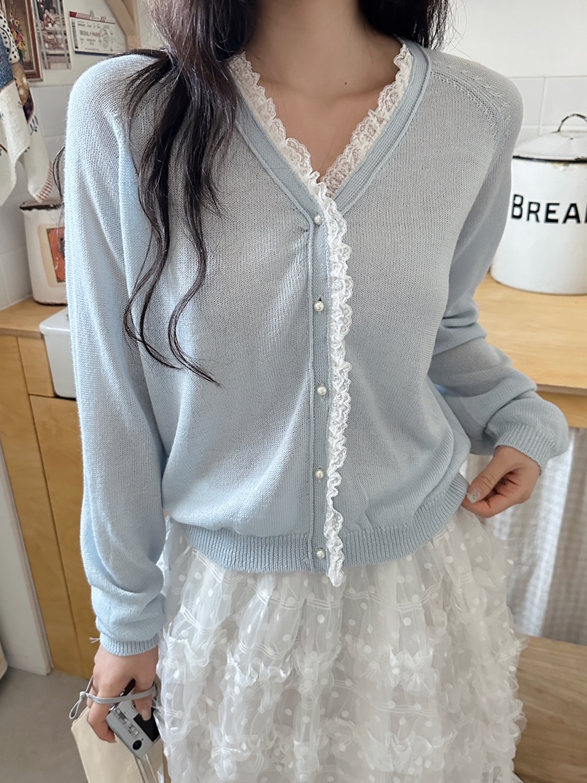 MAISONDEGLORY東大門直郵女士新品26春夏人氣針織衫蕾絲開衫MAISON DE GLORY針織衫圖色2