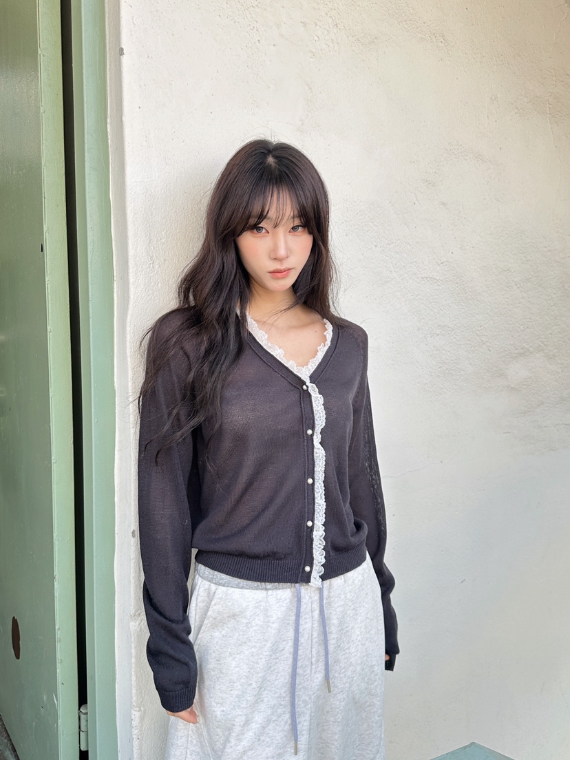 MAISONDEGLORY東大門直郵女士新品26春夏人氣針織衫蕾絲開衫MAISON DE GLORY針織衫圖色3