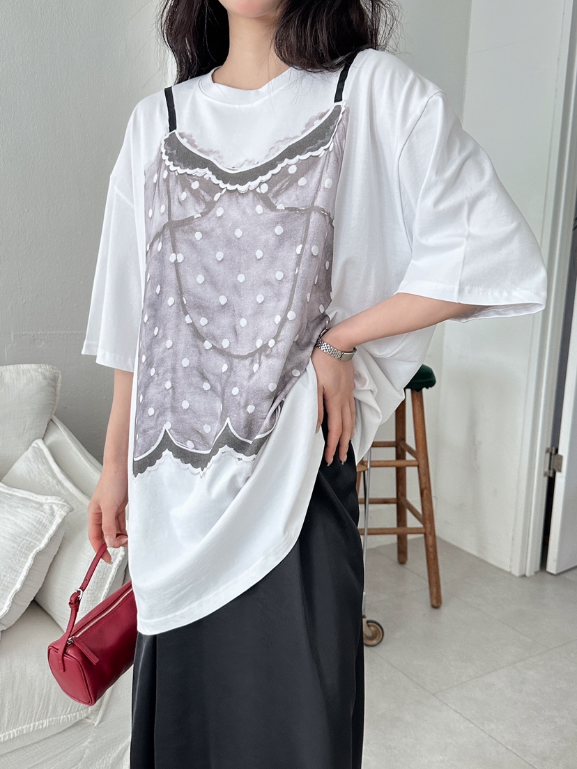 MAISONDEGLORY韓國直郵女裝新款時尚休閑真品26春夏T恤寬松MAISON DE GLORYT恤圖色1