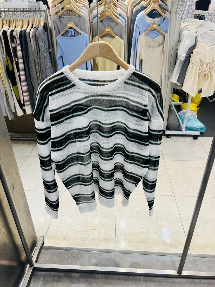 BLACK NOTE東大門實拍女士新品26春夏真品針織衫亞麻條紋BLACK NOTE針織衫圖色4