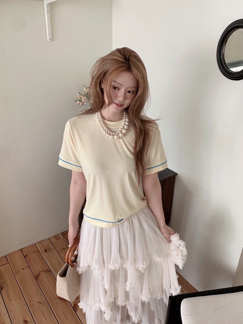 MAISONDEGLORY東大門實拍女裝新品熱賣人氣推薦26春夏T恤條紋MAISON DE GLORYT恤