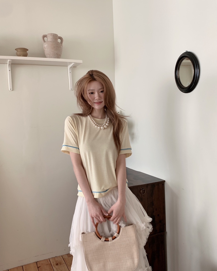 MAISONDEGLORY東大門實拍女裝新品熱賣人氣推薦26春夏T恤條紋MAISON DE GLORYT恤