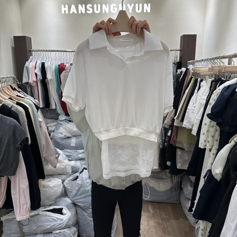 HANSUNGHYUN東大門實拍女裝新品人氣休閑真品套裝蕾絲亞麻HANSUNGHYUN套裝圖色1