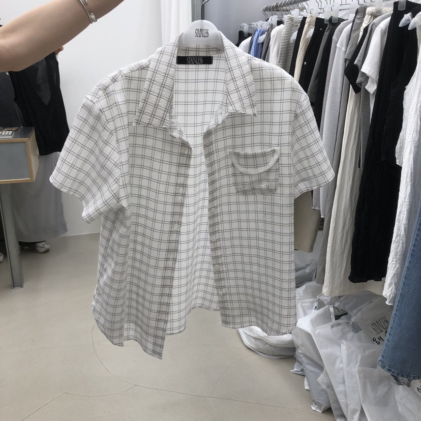 STAINLESS東大門直郵女裝新品推薦真品職業襯衫蕾絲衫格紋STAINLESS襯衫/蕾絲衫圖色1