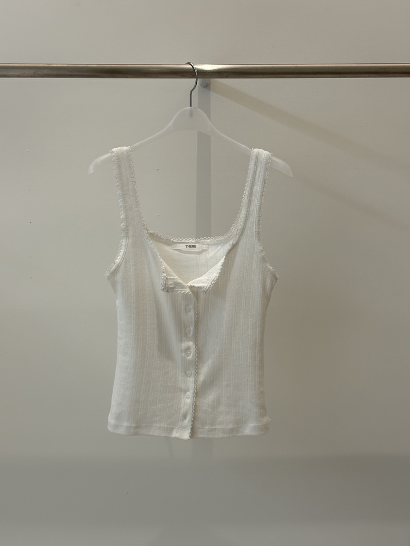 THERE韓國代購女士新品26春夏休閑真品吊帶背心蕾絲花花朵THERE吊帶/背心圖色1