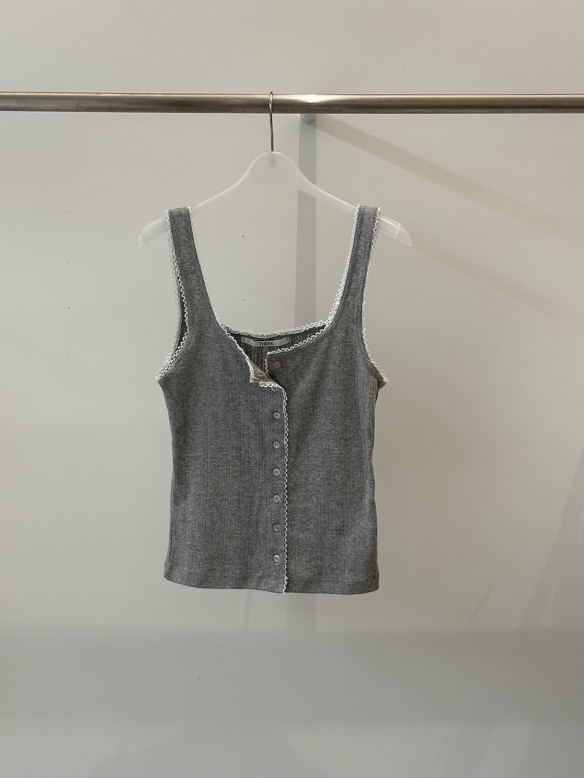 THERE韓國代購女士新品26春夏休閑真品吊帶背心蕾絲花花朵THERE吊帶/背心圖色2