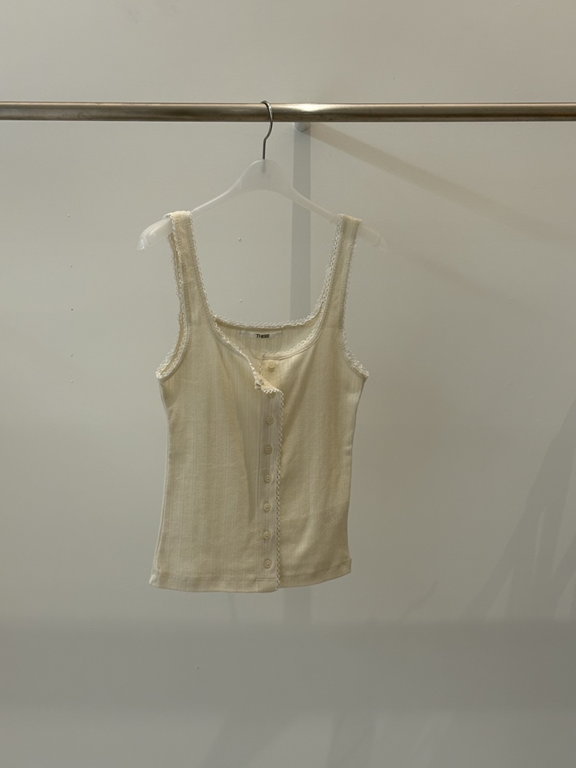 THERE韓國代購女士新品26春夏休閑真品吊帶背心蕾絲花花朵THERE吊帶/背心圖色3