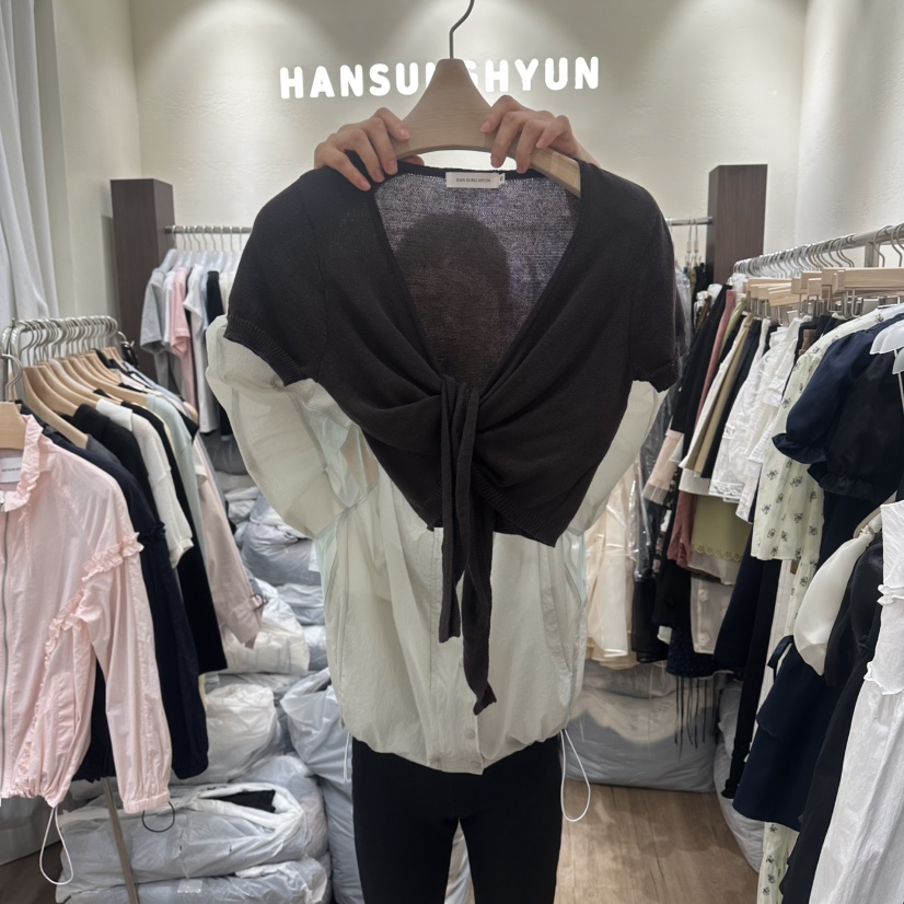 HANSUNGHYUN韓國代購女士新款人氣針織衫不含內搭短款針織開衫HANSUNGHYUN針織衫圖色2