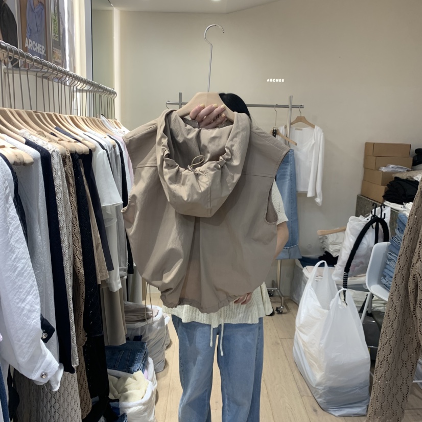 ARCHER東大門代購女裝新款時尚26春夏人氣馬甲拉鏈連帽衫ARCHER馬甲